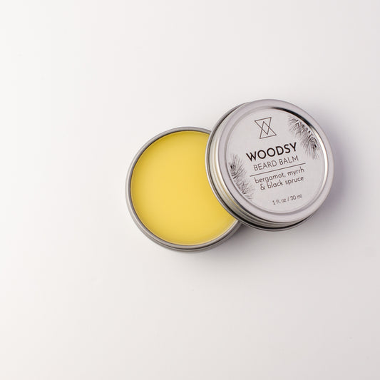 Natural beard balm with black spruce, bergamot and myrrh open