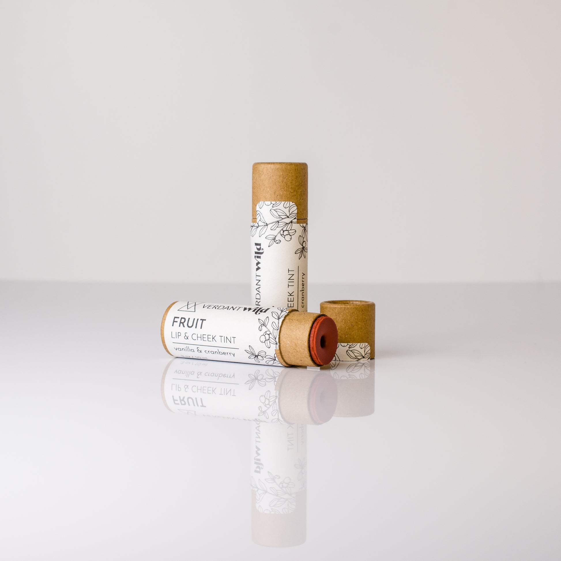 cranberry vanilla lip cheek tint sheer red biodegradable tube open to show texture