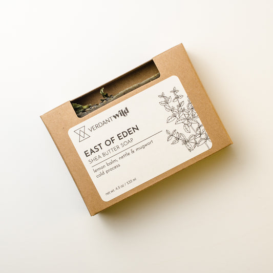lemon balm, nettle and mugwort shea butter soap box