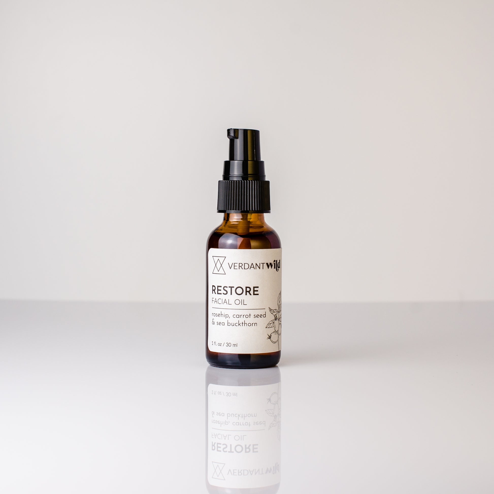 restoring facial oil with rose hip, sea buckthorn and carrot seed open