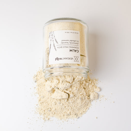 lavender, oat chamomile and coconut milk bath otpn to show texture
