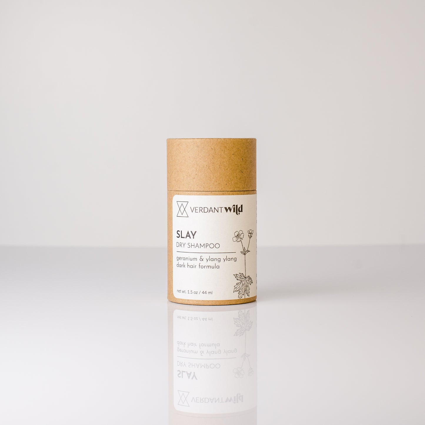 dry shampoo powder for dark hair with geranium and ylang ylang