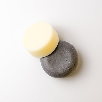 flowhorsetail and rice protein conditioner bar with ebb shampoo bar