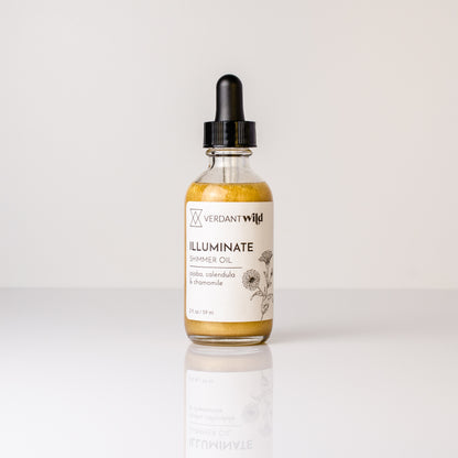 Moisturizing face & body oil with biodegradable gold shimmer