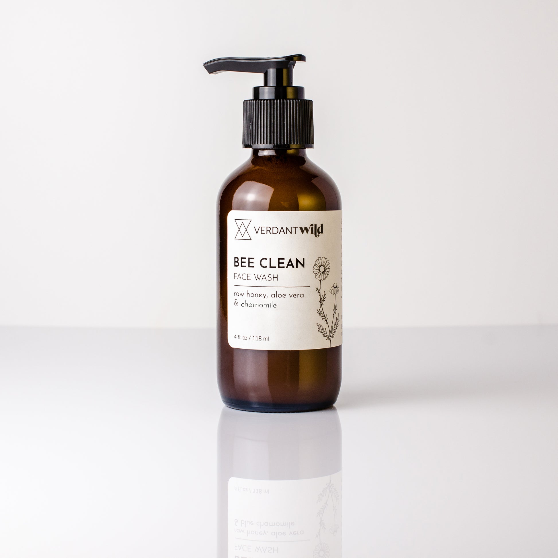 local raw honey face wash with chamomile, aloe vera and lavender 4 oz with pump