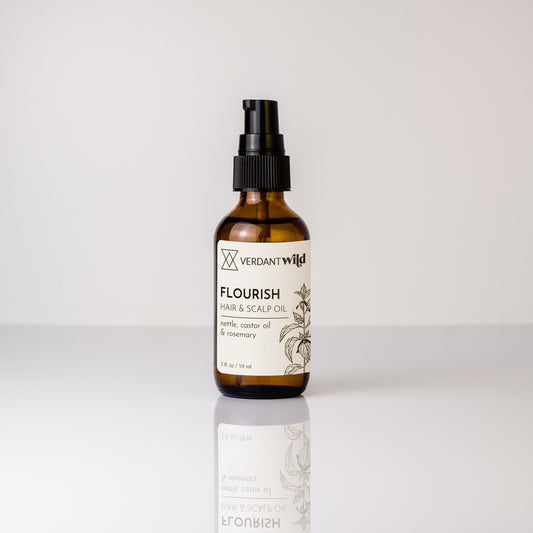 wildcrafted nettle, castor oil and rosemary hair and scalp oil open