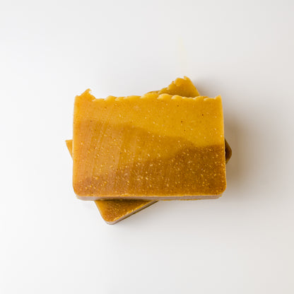 turmeric, patchouli and spice shea butter soap side