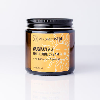 A jar of Verdant Wild Sunwise Zinc Oxide Cream on white background