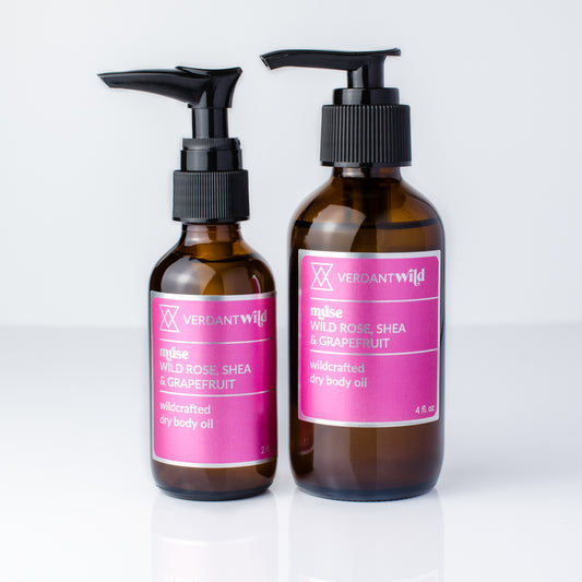 wild rose dry body oil with shea two sizes